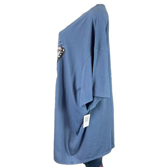 Vinyl Icons +5 Blue Crew Butterfly Floral Ying Yang Sun Graphic Short Sleeve Tee - Picture 5 of 6